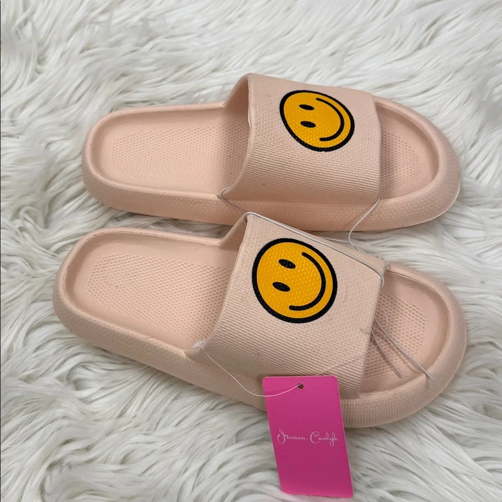 Smiley Face Beige Slides - Picture 2 of 5